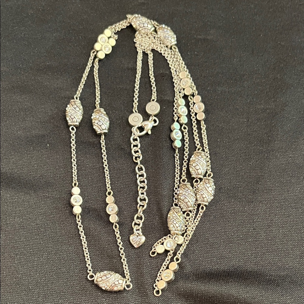 Retired Brighton super long 46” Swarovski station necklace